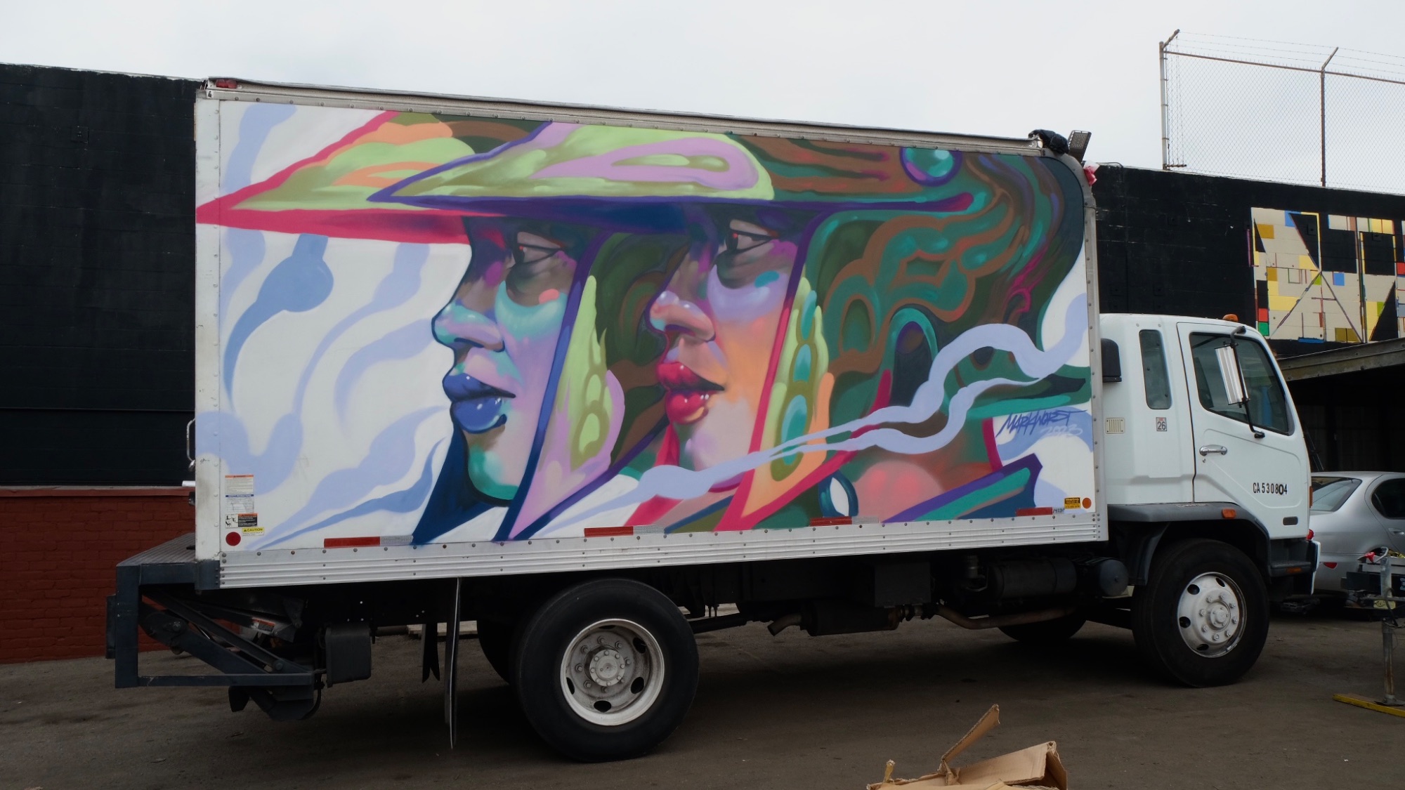Box truck mural, vehicle graffiti, Mark Worst
