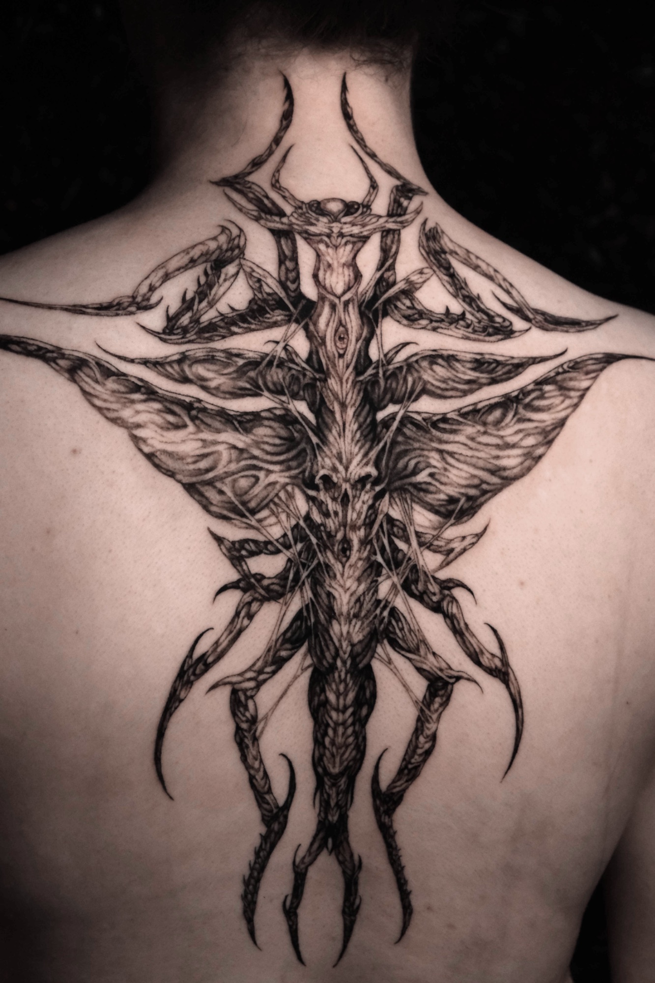 Creature, Dark Fantasy tattoo by Mark Worst, freehand dark fantasy style, Los Angeles