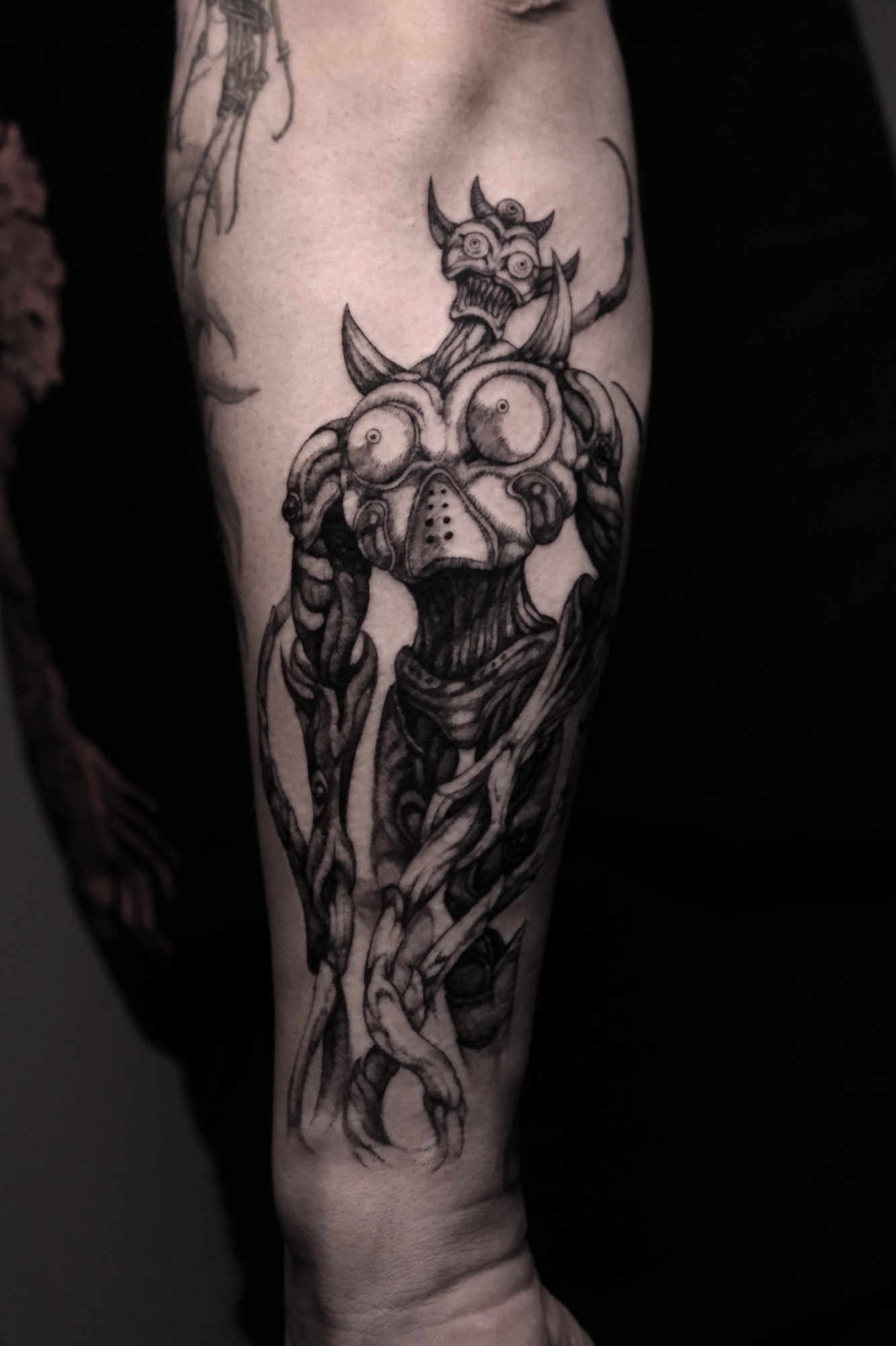 Majora's Mask, The Legend of Zelda tattoo by Mark Worst, freehand dark fantasy style, Los Angeles